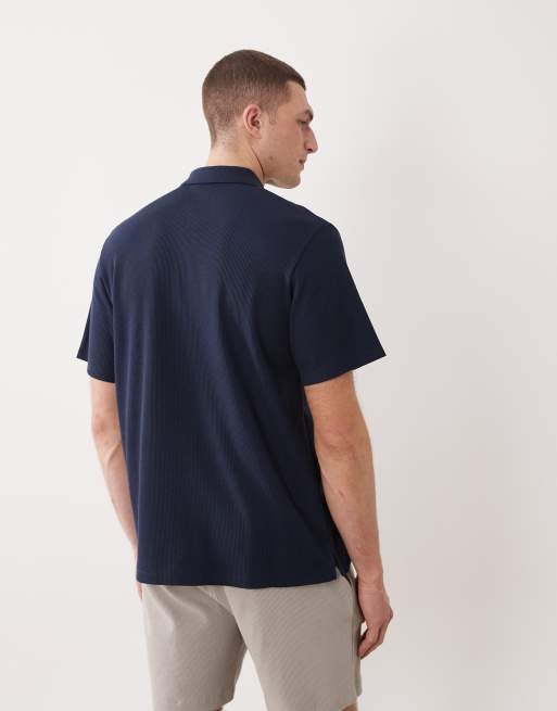JJ Rebel - Polo met wafelstructuur en rits in marineblauw, 5 van 5