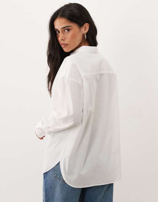 JJ Rebel Poppy oversized langærmet skjorte i hvid, 2 af 4