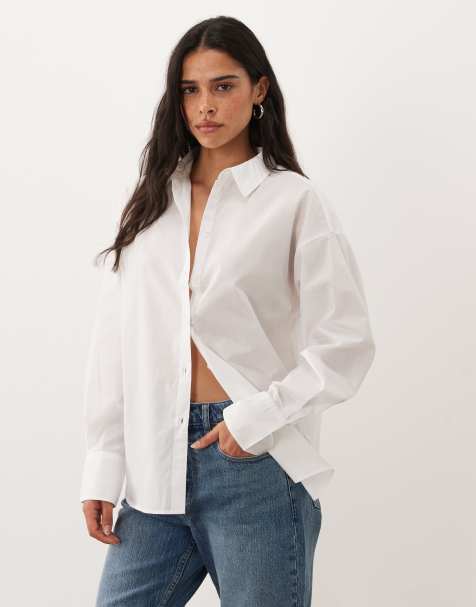 JJ Rebel Poppy oversized long sleeve shirt in white - view 1