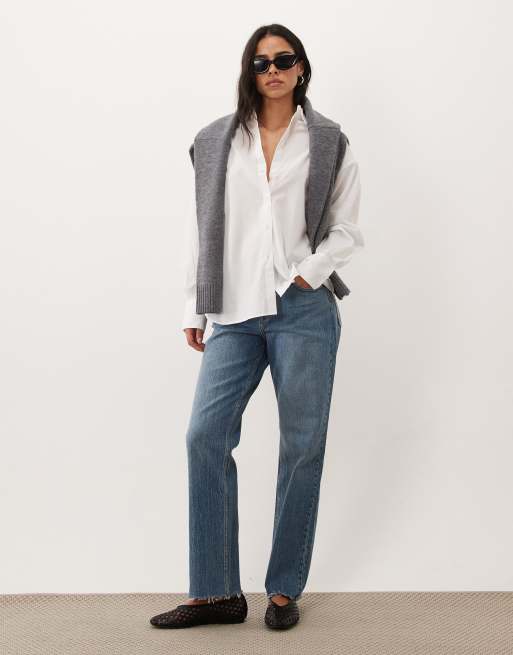 JJ Rebel Poppy oversized long sleeve shirt in white, 3 of 4