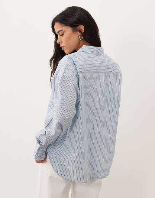 JJ Rebel Poppy oversized long sleeved shirt in light blue, 4 of 4