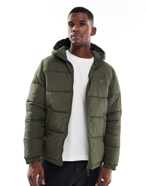 JJ Rebel puffer jacket with hood in green - view 1