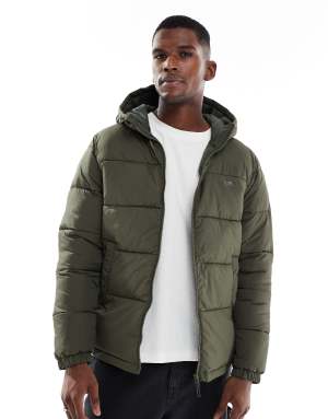 JJ Rebel puffer jacket with hood in green