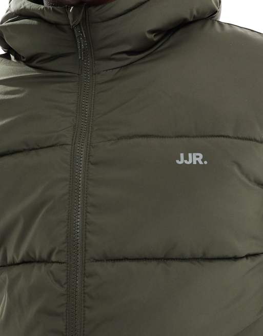 JJ Rebel puffer jacket with hood in green, 5 of 5