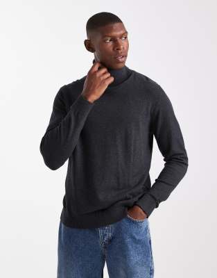 JJ Rebel - Pull en maille à col ras de cou - Gris foncé