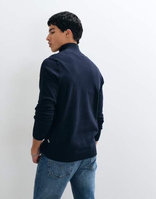 JJ Rebel – Pullover in Marineblau mit kurzem Reißverschluss, 3 von 5