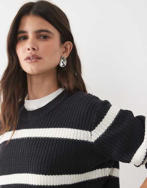 JJ Rebel Pullover mit regulärer Passform und Streifen in Marineblau, 3 von 4