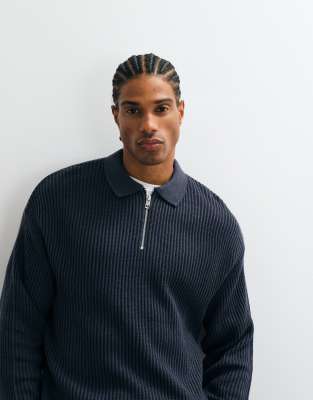 Jj Rebel Quarter Zip Polo Shirt In Blue