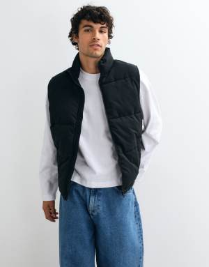 JJ Rebel quilted puffer vest in black
