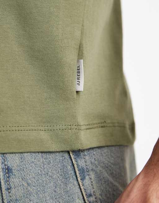 JJ Rebel regular fit basic T-shirt in green, 5 of 5