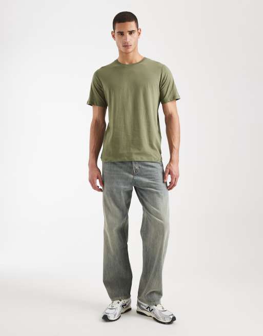 JJ Rebel - Regular-fit basic T-shirt in groen, 2 van 5