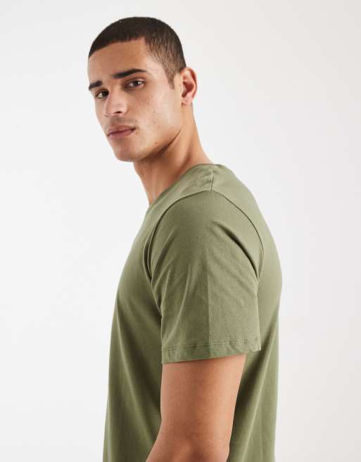JJ Rebel - Regular-fit basic T-shirt in groen, 4 van 5