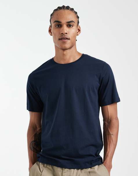JJ Rebel - Regular-fit basic T-shirt in marineblauw - view 1