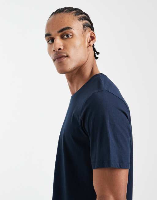 JJ Rebel regular fit basic t-shirt in navy, 4 of 5