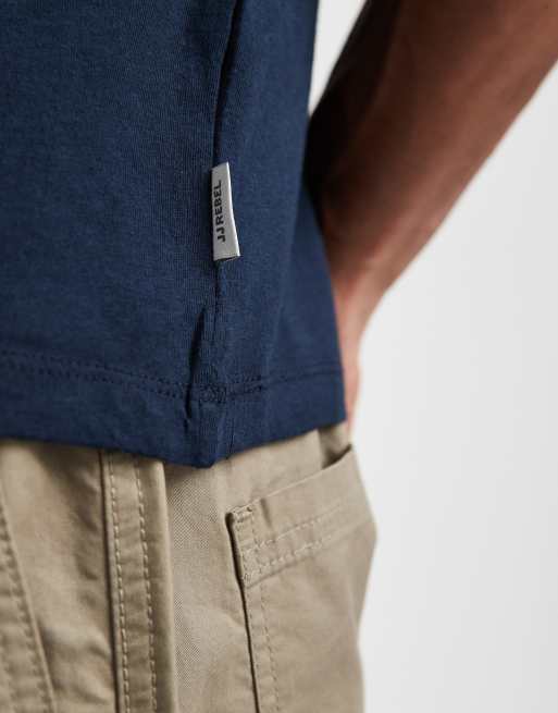 JJ Rebel regular fit basic t-shirt in navy, 5 of 5