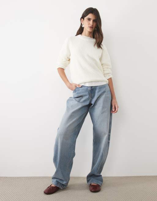 JJ Rebel regular-fit gebreide trui in wit, 2 van 4
