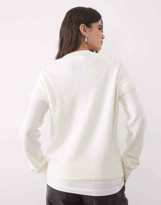 JJ Rebel regular-fit gebreide trui in wit, 4 van 4