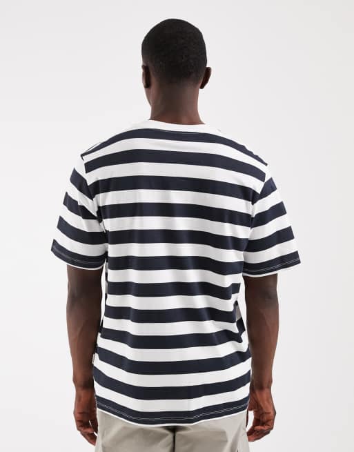 JJ Rebel regular fit t-shirt in cream and navy stripes, 5 of 5