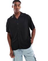 Jack & Jones revere collar linen short sleeve shirt with sealife print in beige 
