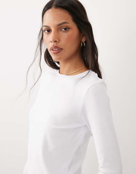 JJ Rebel ribbed long sleeved top in white - view 1