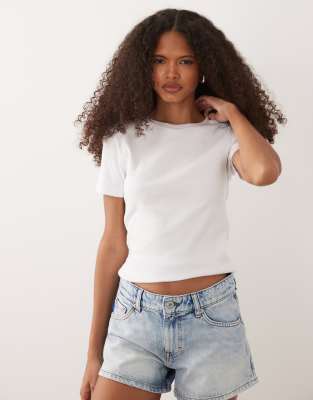 Jj Rebel Ribbed Short Sleeve T-shirt In White