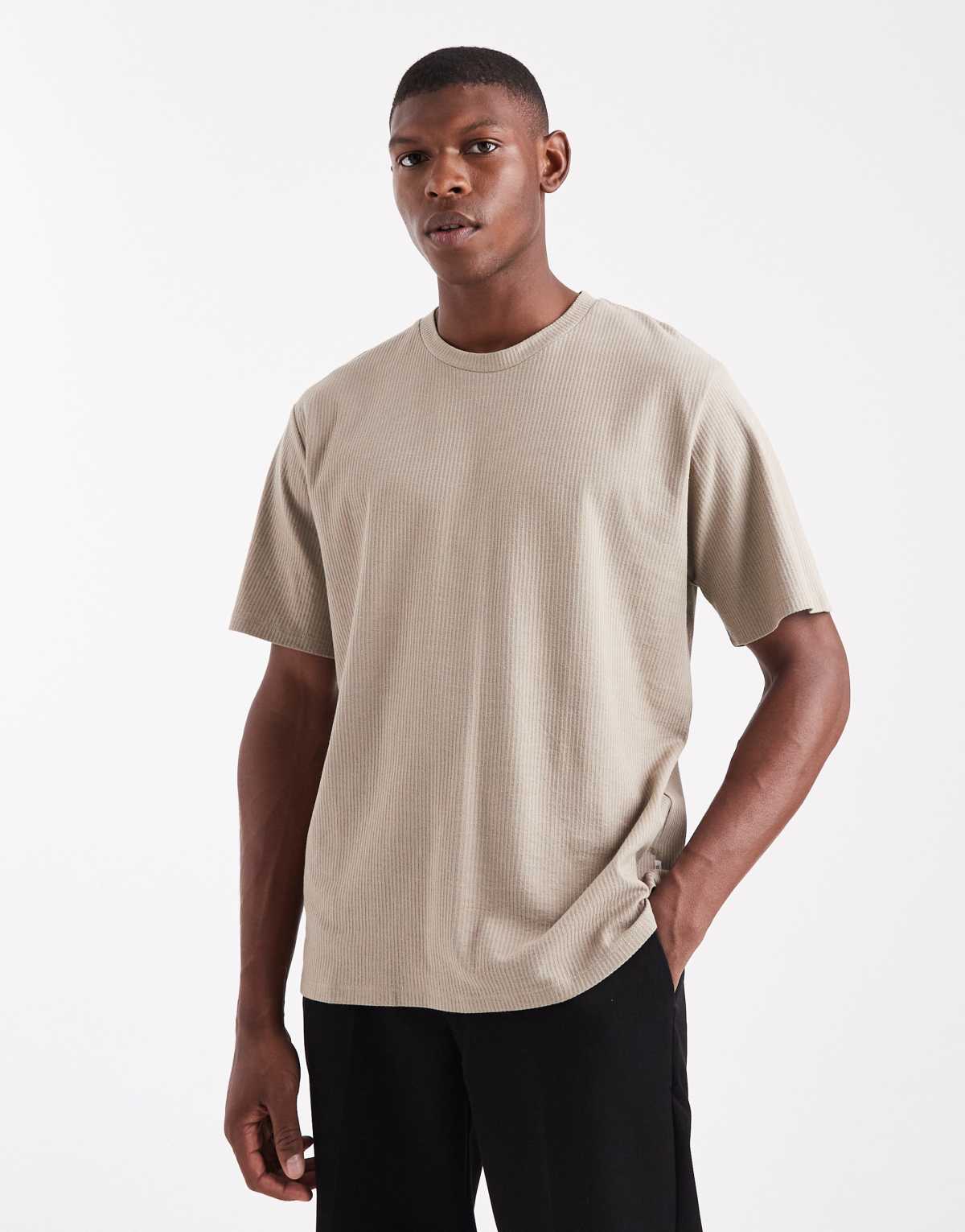 JJ Rebel ribbed t-shirt in beige