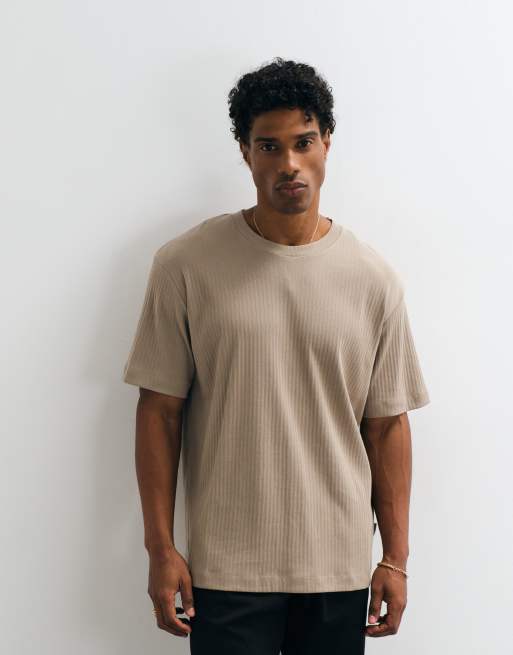 JJ Rebel ribbed t-shirt in beige, 5 of 5