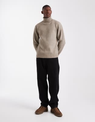 Jj Rebel Roll Neck Cable Knit Sweater In Multi