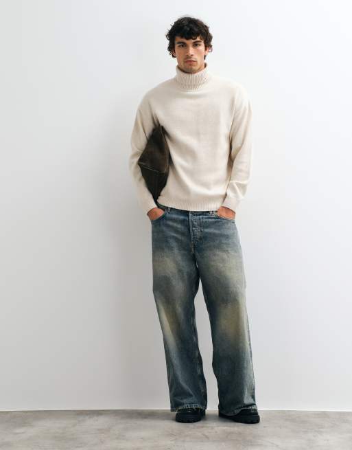 JJ Rebel roll neck jumper in cream, 2 of 5