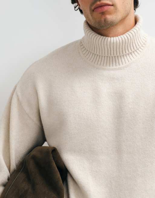 JJ Rebel roll neck jumper in cream, 3 of 5