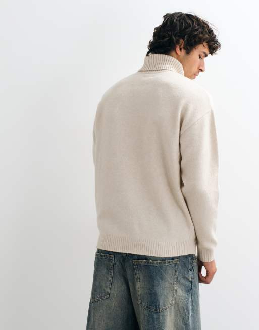 JJ Rebel roll neck jumper in cream, 4 of 5