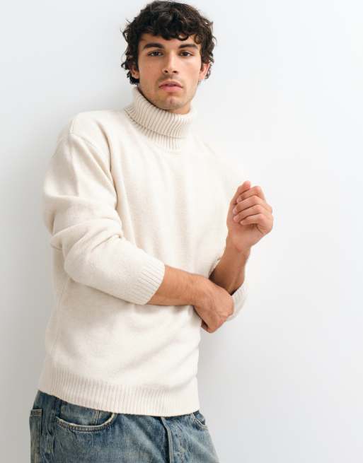 JJ Rebel roll neck jumper in cream, 5 of 5