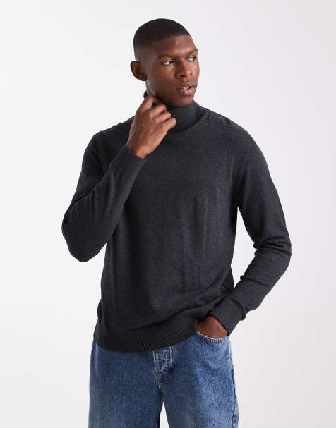 JJ Rebel roll neck jumper in dark grey - view 1