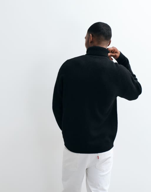 JJ Rebel roll neck sweater in black, 5 of 5