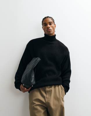 Jj Rebel Roll Neck Sweater In Black