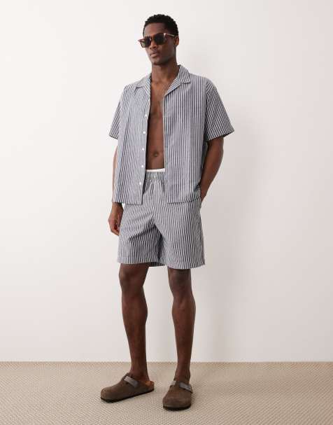 JJ Rebel seersucker set in striped navy - view 1