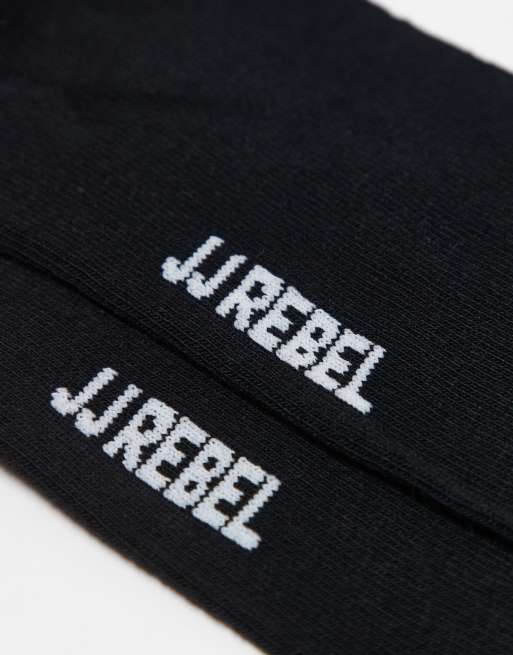 JJ Rebel - Set van 5 paar geribbelde sokken in zwart, 3 van 3