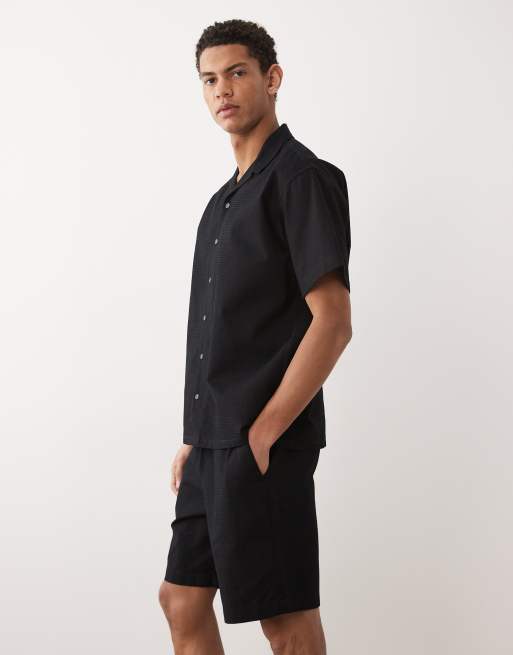 JJ Rebel - Short met wafelstructuur in zwart, deel van co-ord set, 3 van 5