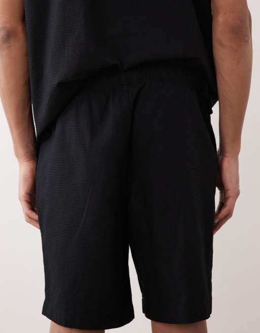 JJ Rebel - Short met wafelstructuur in zwart, deel van co-ord set, 5 van 5