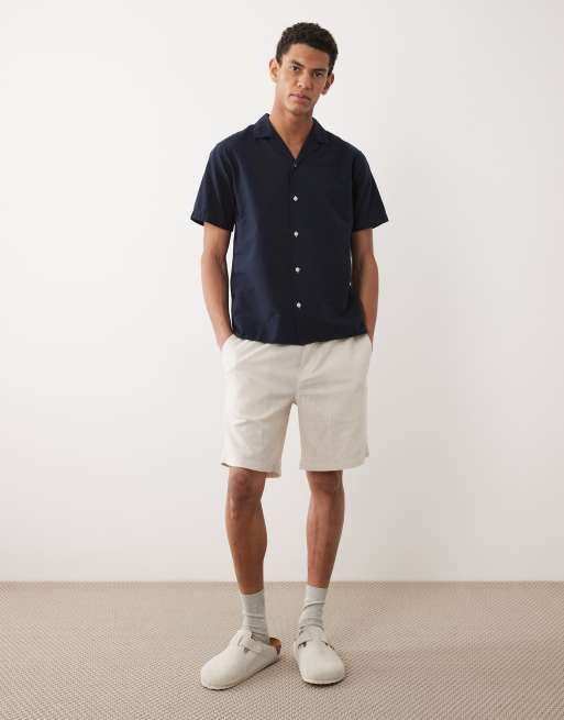 JJ Rebel - Short van linnenmix met trekkoord in beige, 2 van 5
