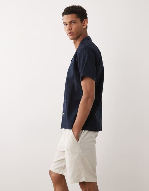 JJ Rebel - Short van linnenmix met trekkoord in beige, 3 van 5