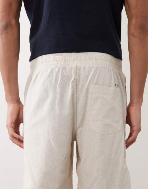 JJ Rebel - Short van linnenmix met trekkoord in beige, 5 van 5