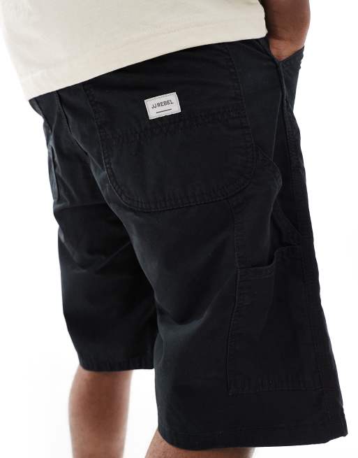 JJ Rebel – Shorts in Schwarz im Carpenter-Stil, 2 von 5