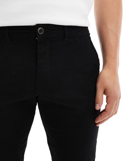 JJ Rebel slim fit chino pants in black