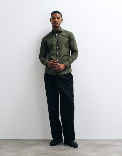 JJ Rebel smart shirt in dark green, 3 of 5