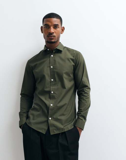 JJ Rebel smart shirt in dark green, 5 of 5