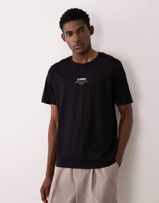 JJ Rebel - Sort oversized T-shirt med logo foran
