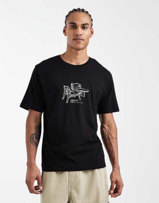 JJ Rebel - Sort oversized T-shirt med print foran
