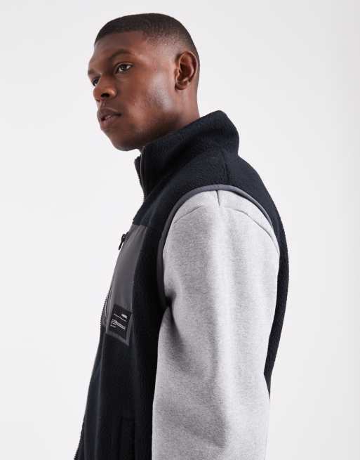 JJ Rebel - Sort vest i langhåret fleece med lynlås, 5 af 5