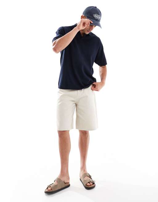 JJ Rebel – Strick-Polohemd in Marineblau mit geteiltem Ausschnitt, 2 von 4